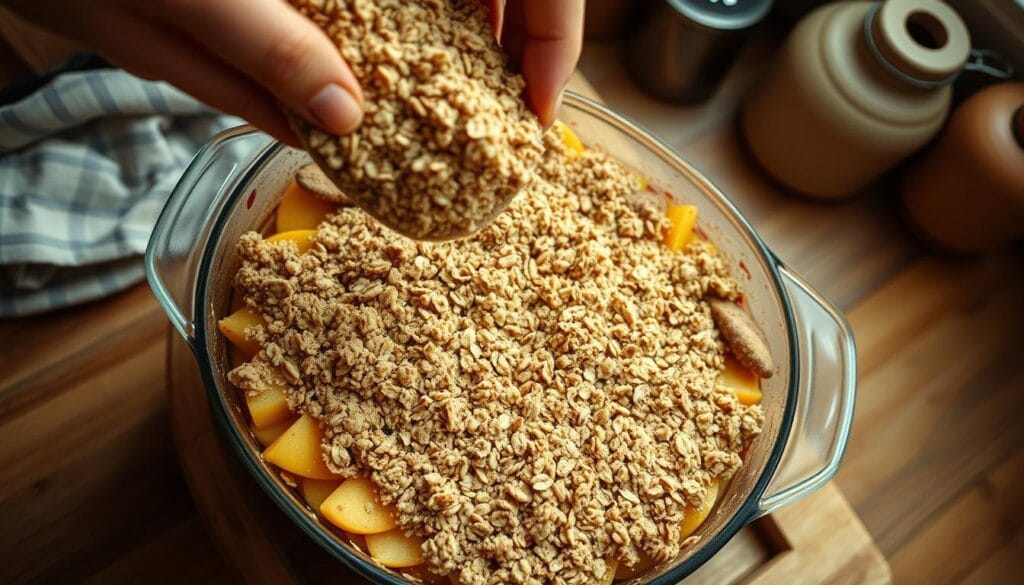 assembling and baking apple crumble assembling and baking apple crumble